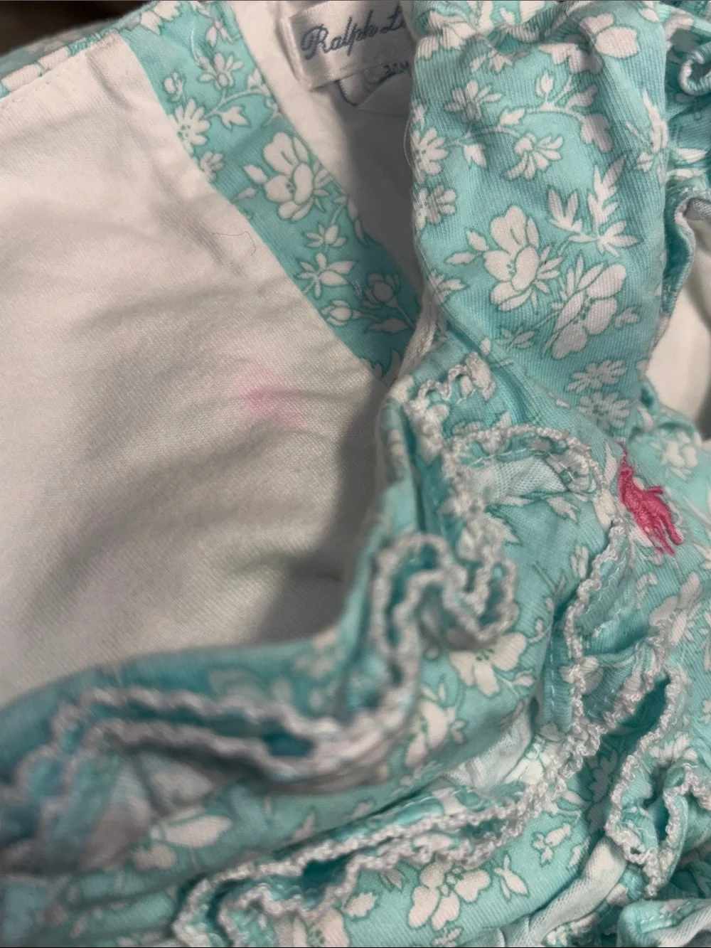 Ralph Lauren Aqua Floral Ruffle Sundress, sz 24mo
